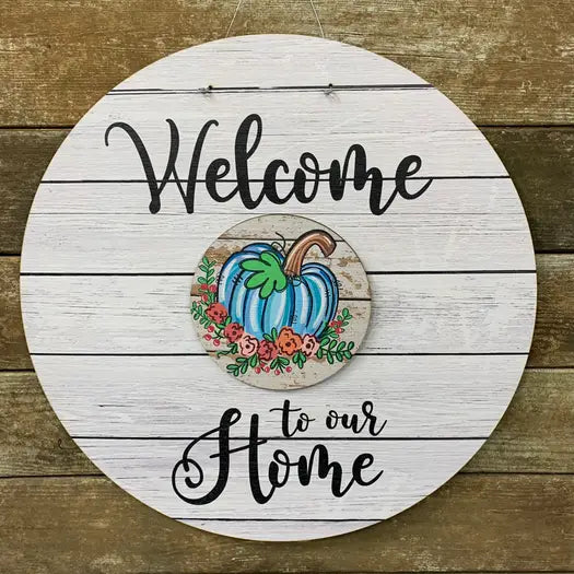 Fall Blue Pumpkin Door Hanger Insert