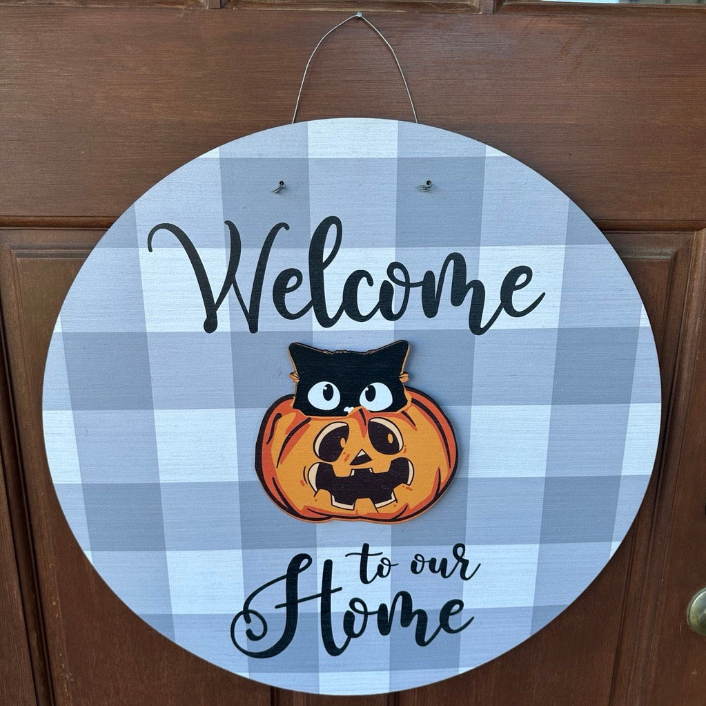 Pumpkin Cat Door Hanger Insert