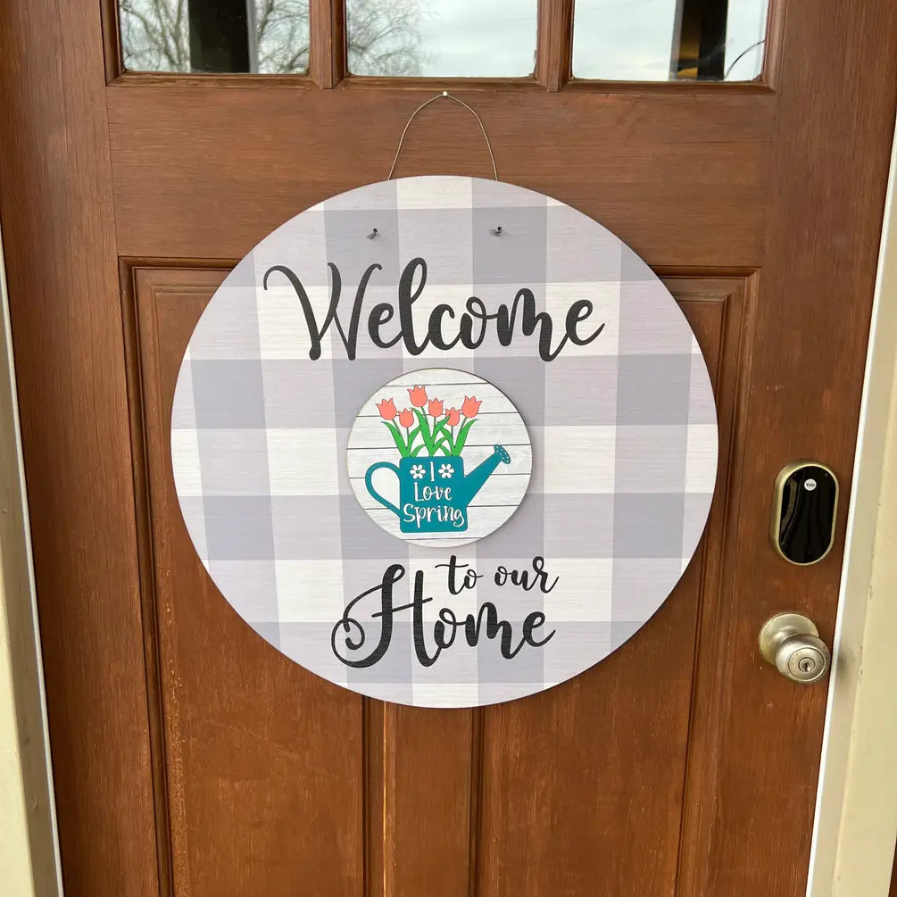 I Love Spring Watering Can Door Hanger Insert