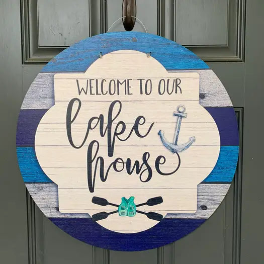 Welcome to our Lakehouse Door Hanger