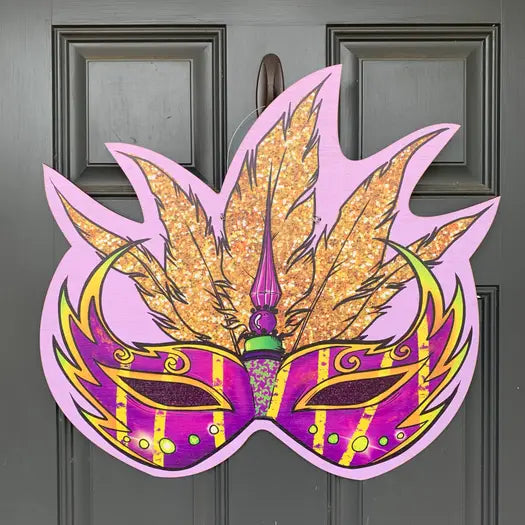 Mardi Gras Mask Door Hanger