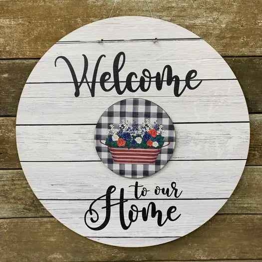 Plaid Floral Door Hanger Insert