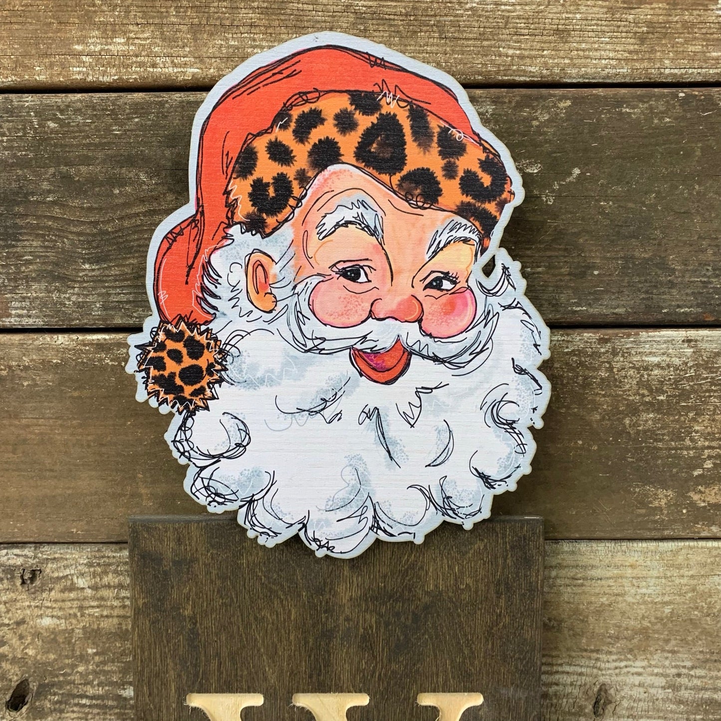 Vintage Leopard Santa Topper