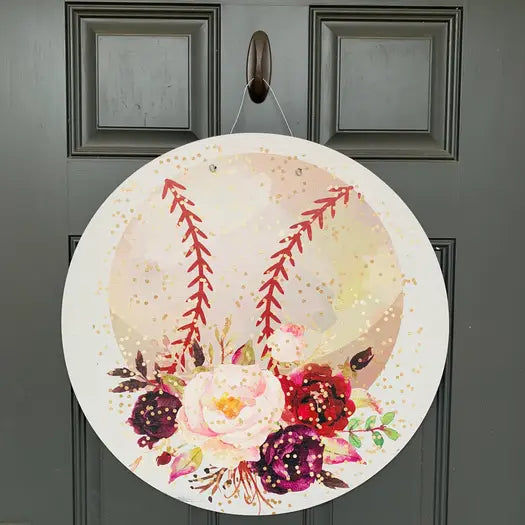 Baseball/Softball Floral Door Hanger