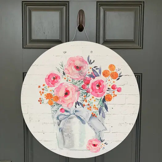 Floral Pail Door Hanger