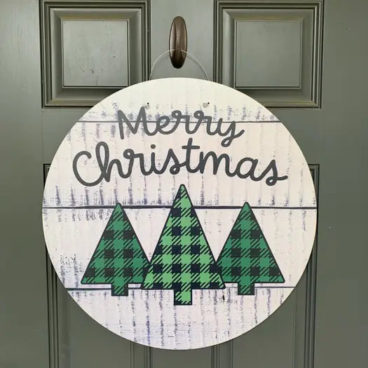 Merry Christmas w/ Trees Door Hanger