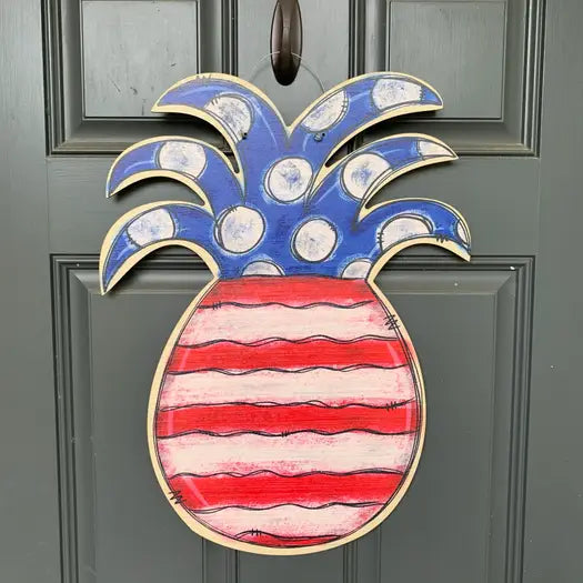 Patriotic Pineapple Door Hanger