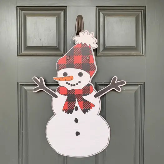 Plaid Snowman Door Hanger