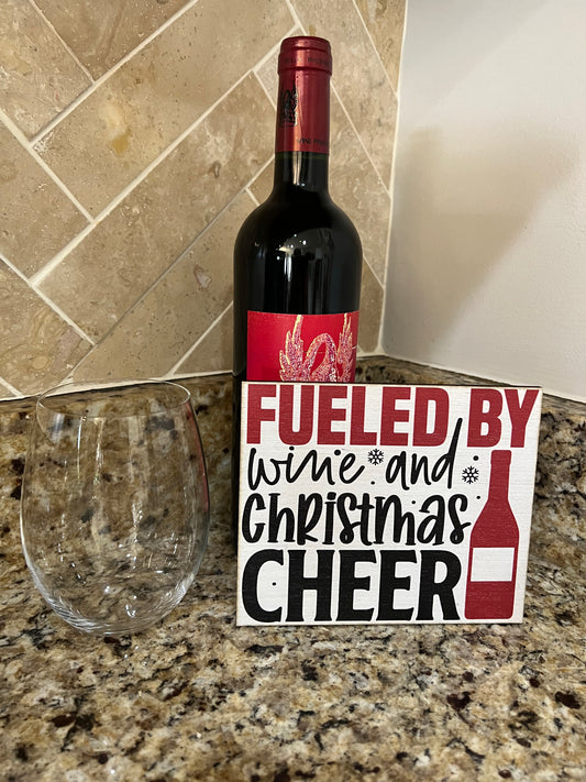 Fueled by Wine and Christmas Cheer Table Topper